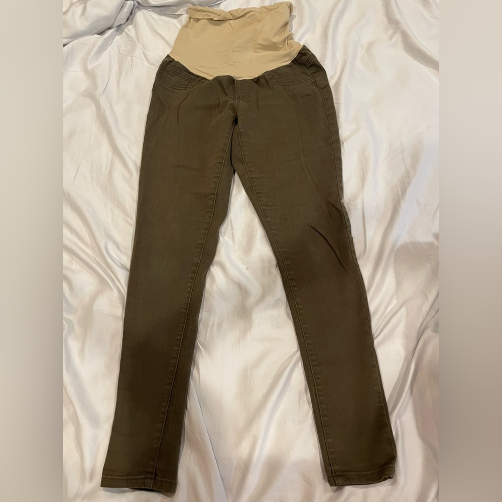 Army green maternity jeans, size small